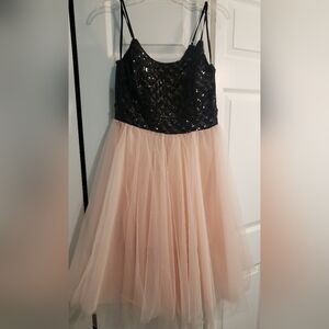 TRIXXI Black Sequins and Pink Tulle Dress